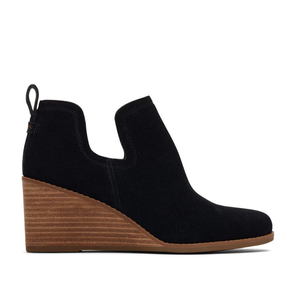 Toms Kallie wedges black suede size 12w